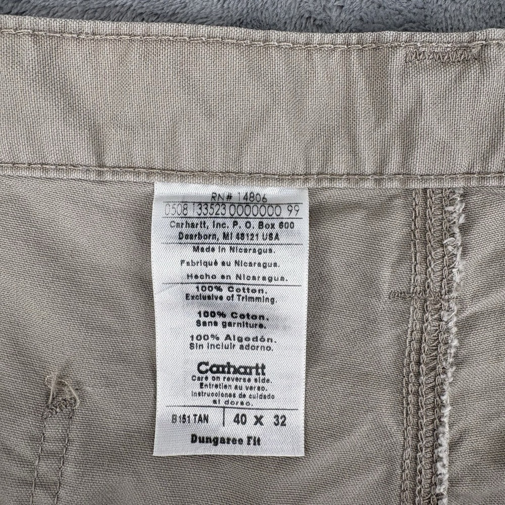 Carhartt Dungaree Fit Cargo Pants Men's 40x32 (Fits 37x28.5) Khaki Work Utility - Picture 9 of 16
